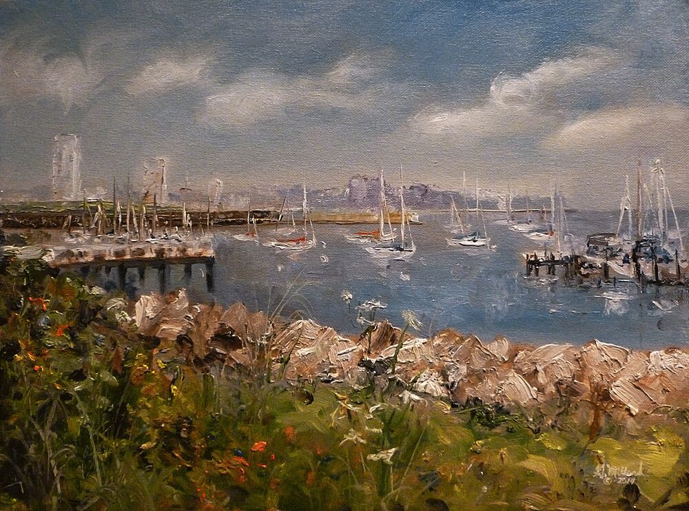 South Shore Yacht Club with Milwaukee Skyline